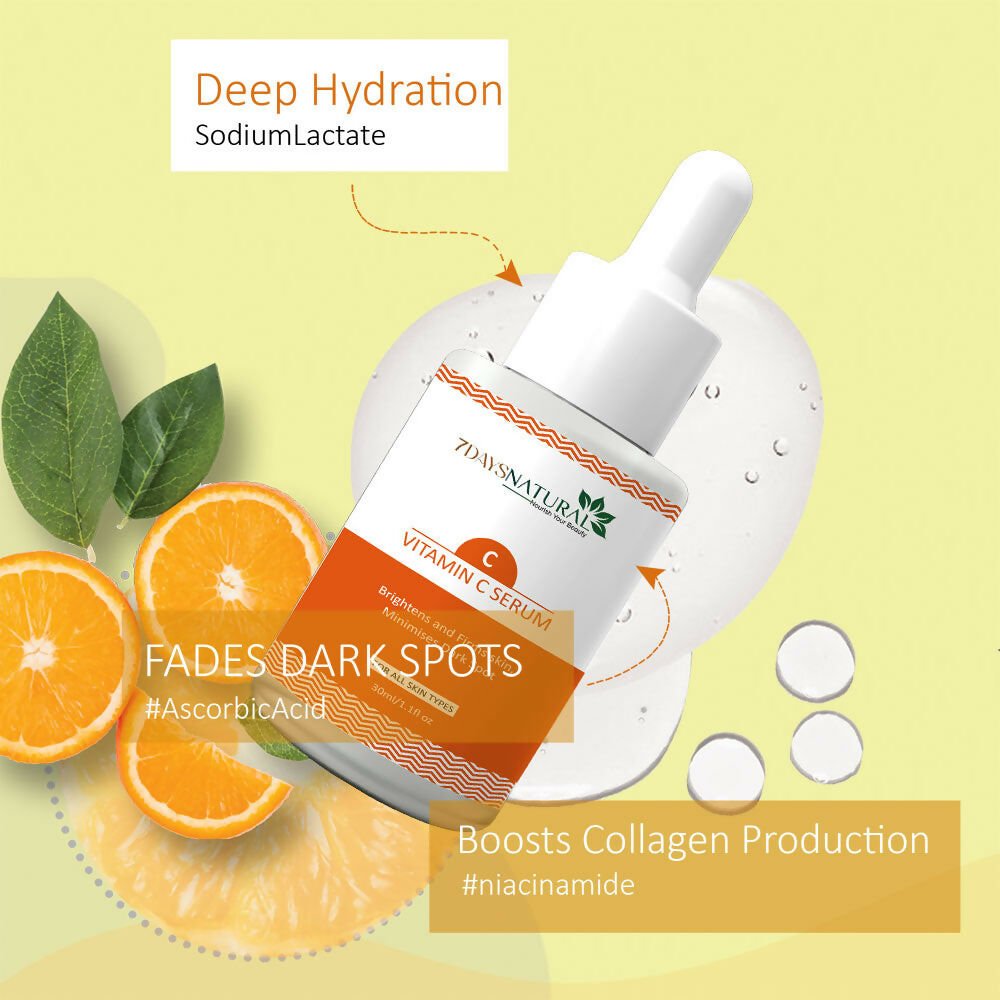 7 Days Vitamin C-Advance Radiance Booster Skin Brightening Face Glowing Serum - Swadesiicart