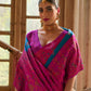 Vishnu Weaves Women's Firozi Banarasi Silk Kalamkari Zari Woven Saree with Blouse - Swadesiicart