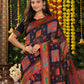 Shree Shyam Fashion Linen Cotton Navy Blue Saree
