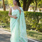 Vamsee Kamal Sea Green Organza Saree - Swadesiicart