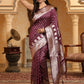 Astita Banarasi Silk Purple Saree | Swadesiicart