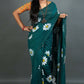 Exclusive Collection Green Pure Cotton Saree With Sunflower Design - Swadesiicart