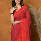 Very Much Indian Handblock Printed Cotton Saree With Natural Dyes - Red | Swadesiicart