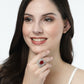 NVR Women's Red & Silver CZ-Studded Square-Shaped Adjustable Finger Ring | Swadesiicart