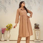 Jyoti Fashion Women's Beige Rinkal Cotton Plain with Side Pocket Kurtis & Sets | Swadesiicart