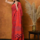 Very Much Indian Handblock Printed Cotton Saree With Natural Dyes - Red | Swadesiicart