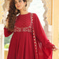 Janasya Maroon Georgette Embroidered Kurta,Bottom & Dupatta | Swadesiicart