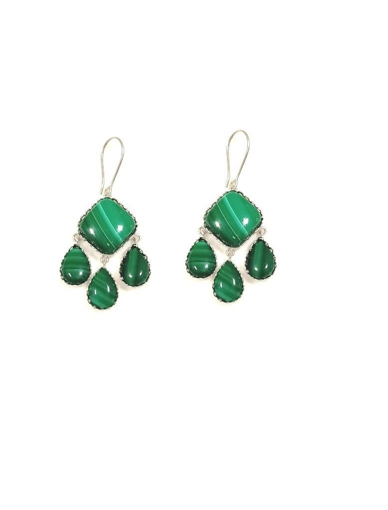 Bling Accessories Statement Malachite Semi Precious Stone Earrings | Swadesiicart
