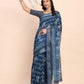 Shree Shyam Fashion Linen Cotton Indigo Blue Saree