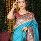 Vishnu Weaves Women's Firozi Paithani Silk Zari Woven Saree with Unstitched Blouse - Swadesiicart