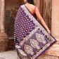 Joban Fashion Plum Purple Hand Woven & Zari Work Katan Pure Handloom Banarasi Silk Saree | Swadesiicart