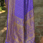 Joban Fashion Lavender Crepe Chiffon Pure Handloom Banarasi Silk Saree | Swadesiicart