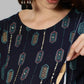 Anubhutee Navy Blue Ethnic Motifs Maternity A-Line Midi Dress | Swadesiicart
