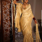DEIANA'S Beautiful Designer Golden zari Soft Lichi Silk Saree - Cream - Swadesiicart