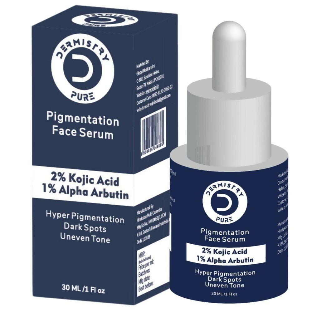 Dermistry Pure 2% Kojic Acid 1% Alpha Arbutin Instant Glowing Bright Light Pigmentation Spots Serum - Swadesiicart