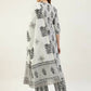 FIORRA Women's White Cotton Straight Kurta Pant With Dupatta - Swadesiicart