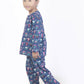 Breathables Kids Cotton Owl Print Co-Ord Night Suit – Navy Blue