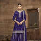 Anaita Blue Chinon Silk Embroidered Stitched Sharara Suit