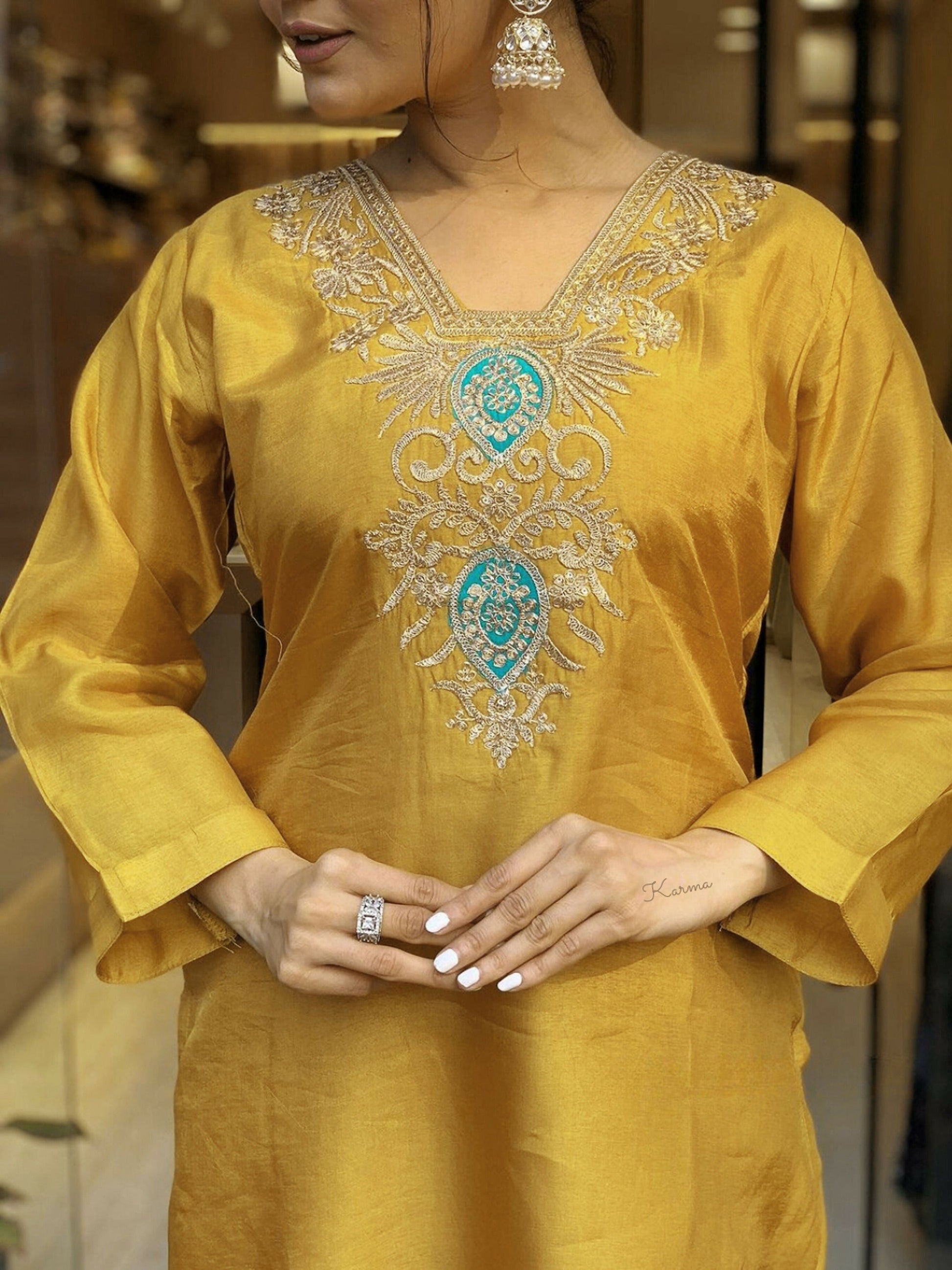 Partywear Designer Cotton Maroon Stitched Suit With Dupatta - Tanisha | Swadesiicart