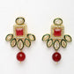 NVR Women's Red Kundan-Studded & Beaded Handcrafted Jewellery Set - Swadesiicart