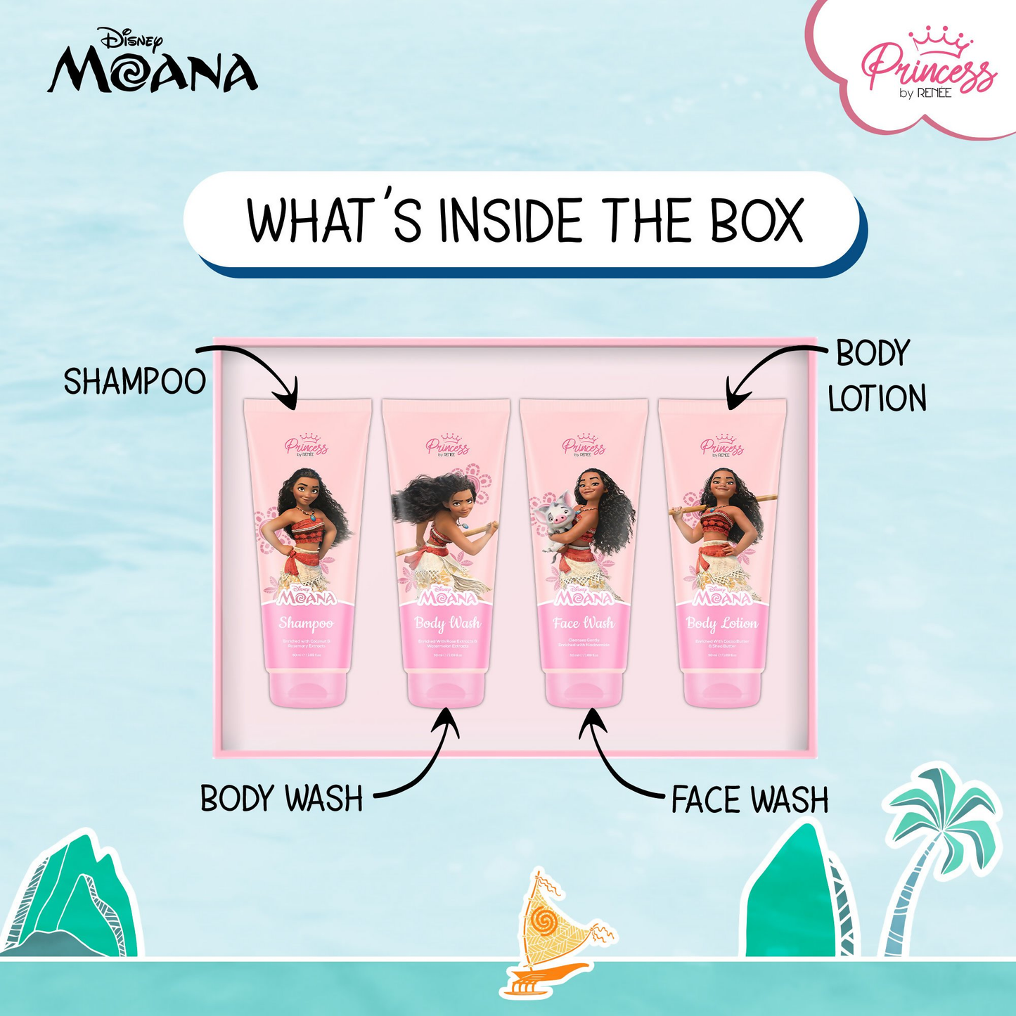 Renee Cosmetics Princess Disney Moana Bath & Body Care Set - Swadesiicart