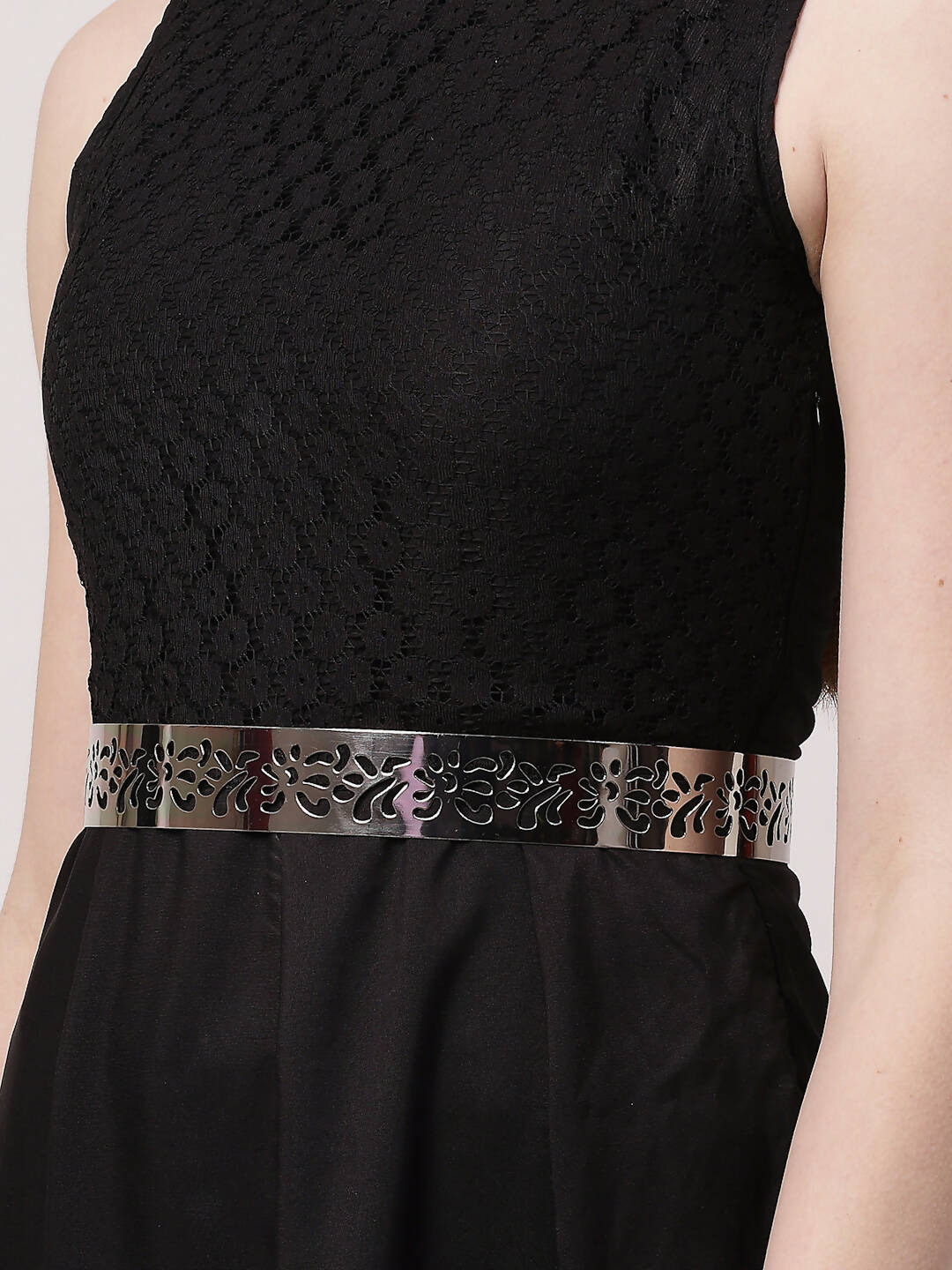 NVR Women Circular Silver Plated Adjustable Broad Belt | Swadesiicart