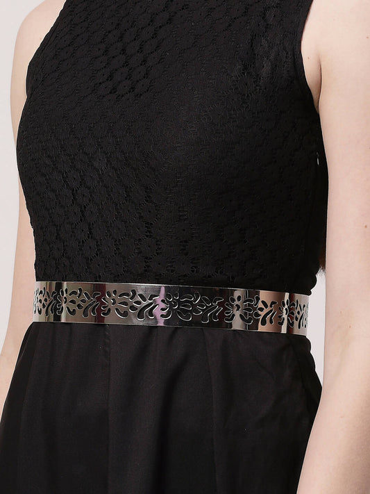 NVR Women Circular Silver Plated Adjustable Broad Belt | Swadesiicart