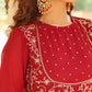 Janasya Maroon Georgette Embroidered Kurta,Bottom & Dupatta | Swadesiicart