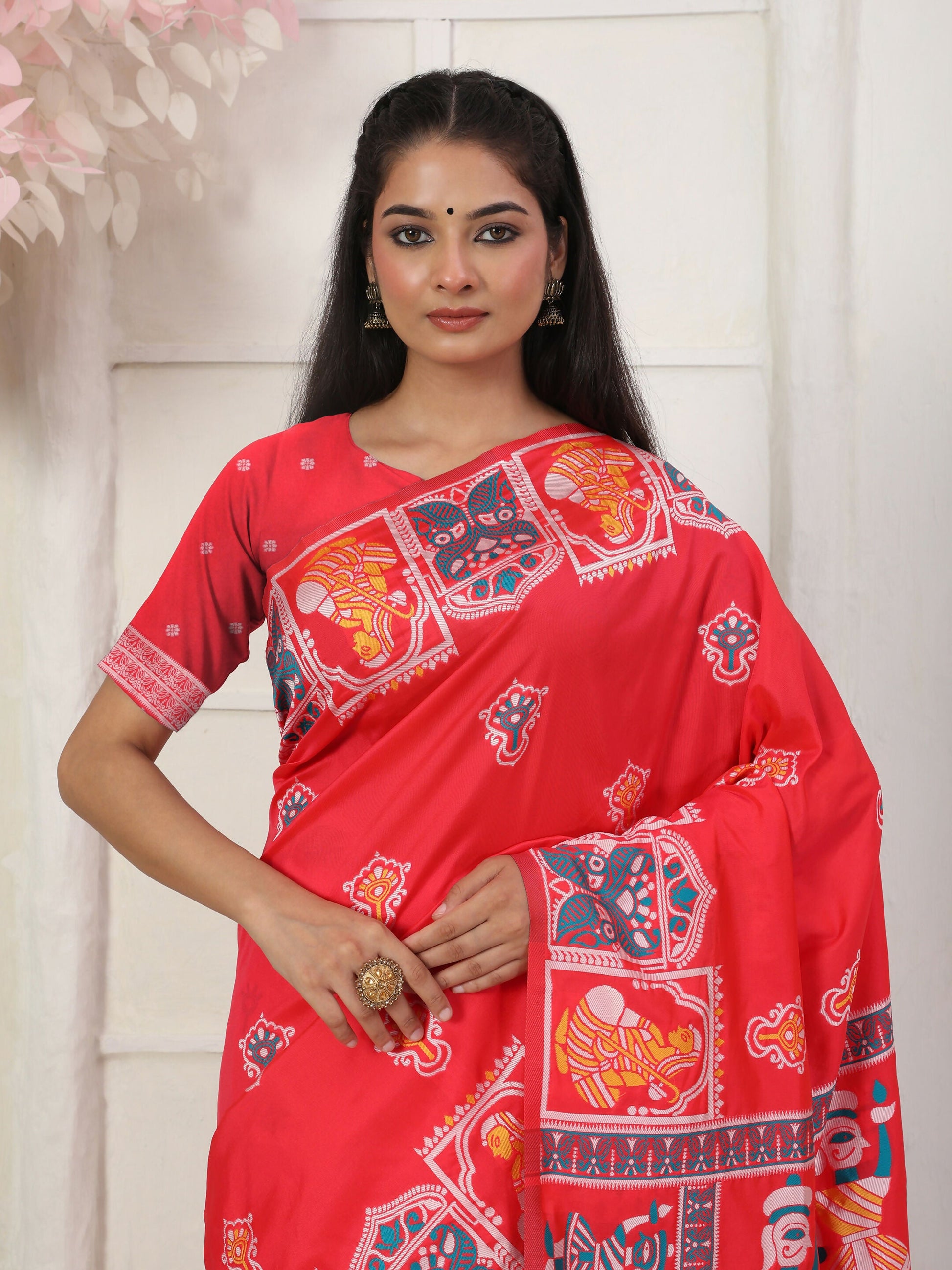 Shree Shyam Fashion Silk Blend Red Saree