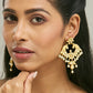 Nuyug 22K Gold-Plated Kundan and Pearl Earrings with Floral Stud and Intricate Crescent Design Chandbalis | Swadesiicart