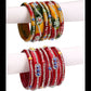 Afast Bridal Wedding & Party Fashionable Colorful Glass Bangle/Kada Set, Pack Of 12 - Yellow, Red - Afast Enterprises