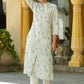 Juniper Women's Sky Blue Rayon Staple Printed A-Line Kurta | Swadesiicart