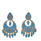 Blue Gold-Polished Brass & Pearl Dangle Women Earrings| Hand Painted Meenakari Chandbali Traditional Ethnic Wear Earrings By House of Ree - Swadesiicart