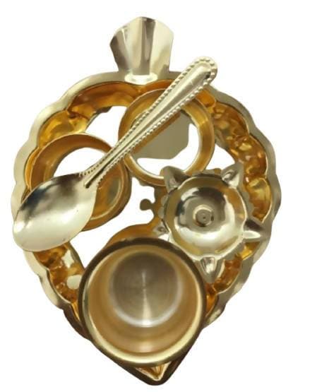 Puja N Pujari Gold Coloured Pan Pooja Thali Set | Swadesiicart