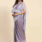 Light Purple Lycra Solid Ready to Wear Saree with stitched Blouse - Nita | Swadesiicart