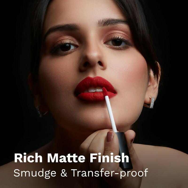 Pilgrim Liquid Matte Lipstick with Hyaluronic Acid - The Red Stiletto - Swadesiicart
