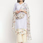Ahalyaa Women's Powder Blue Crepe Kurta Palazzo Set With Dupatta | Swadesiicart