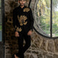 Black Bandhgala With Embroidery-Leaves by Hilo Design