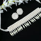 Mominos Fashion Johar Kamal Off White Handicraft Pearls Necklace with Earrings For Women