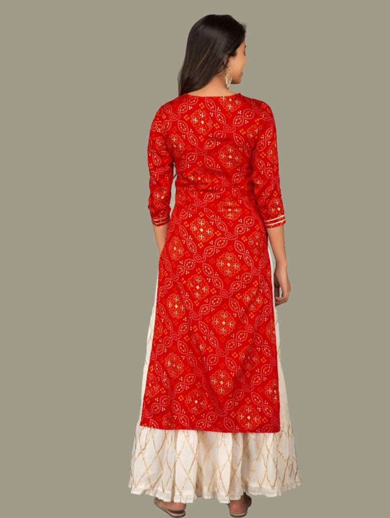Indian Clothing Women's Red Printed Kurta with Sharara - NOZ2TOZ - Swadesiicart