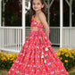 Aayaa Designer Printed Silk Pink Kids Lehenga Choli - Pink