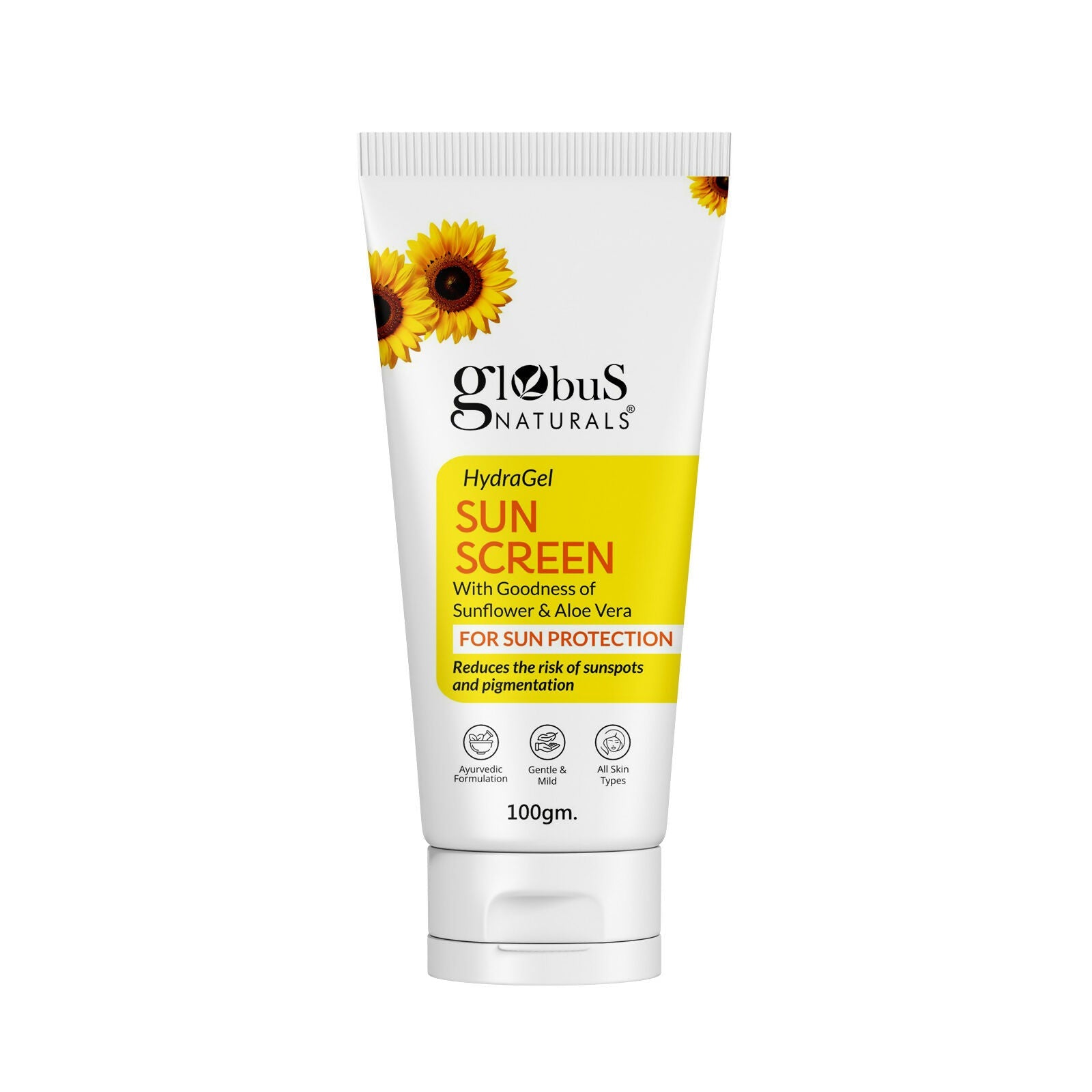 Globus Naturals Hydra Gel Sunscreen With Goodness of Sunflower & AloeVera For Sun Protection All Skin Types | Swadesiicart