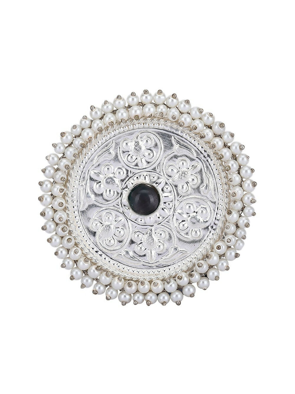 Joban Fashion Women Round Shape Silver Tone Ring | Swadesiicart