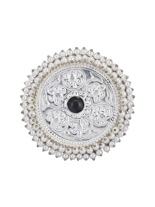 Joban Fashion Women Round Shape Silver Tone Ring | Swadesiicart
