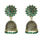 Mominos Fashion Johar Kamal Beautiful Kundan Work Jhumka With Green Beads - Mominos Fashion