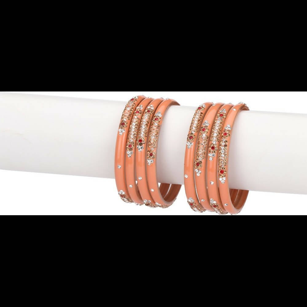 Afast Bridal Wedding & Party Fashionable Colorful Glass Bangle/Kada Set, Pack Of 8 - Pink - Swadesiicart