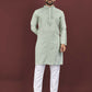 Anaita Green Embroidered Silk Straight Kurta