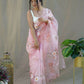 Vamsee Menka Peach Organza Saree - Swadesiicart