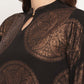 Ahalyaa Women Black Crepe Copper Foil Print Dress | Swadesiicart
