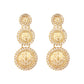 Nuyug 22K Gold Plated Stone Studded Contemporary Shaped Drop Earrings | Swadesiicart